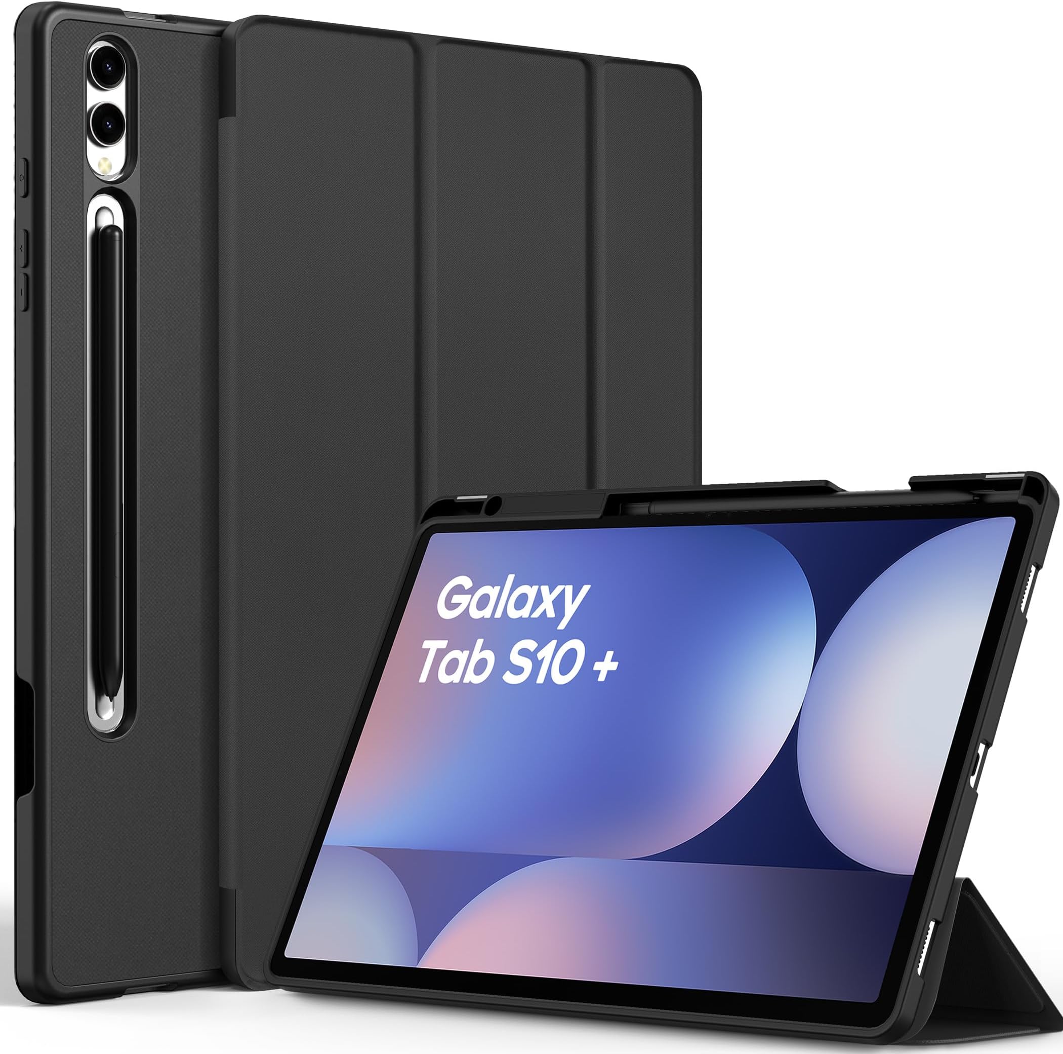 EasyAcc Case for Samsung Galaxy Tab S10+ Plus 2024/ S9 FE+/ S9+ Plus 2023 12.4 Inch, Ultra Thin Auto Wake/Sleep Slim Case, Black