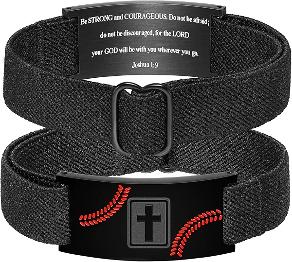 KLIFOWDY Baseball Gifts for Boys Men Coach Team Kids Player Baseball Bracelet Party Favors Accessories Religious Christian Bible Adjustable Jewelry Gifts