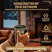 Vista 4 de Clay in Motion - Taza calentadora de manos para diestros de 14 onzas líquidas, color marrón, diseño Mocha