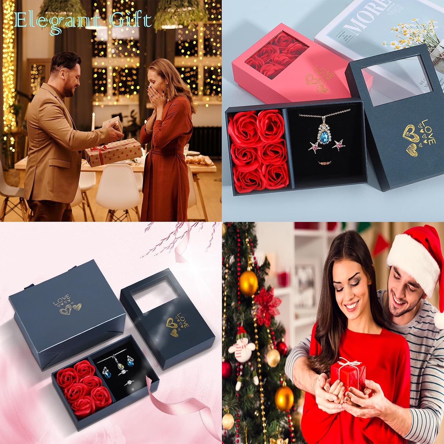 Rose Ring Box Jewelry Gifts Box Eternal Rose Necklaces Bracelets Box Valentine's Day Christmas Thanksgiving Birthday Romantic for Women Her Mom Wife Girlfriend (Jewelry is NOT included) image 4