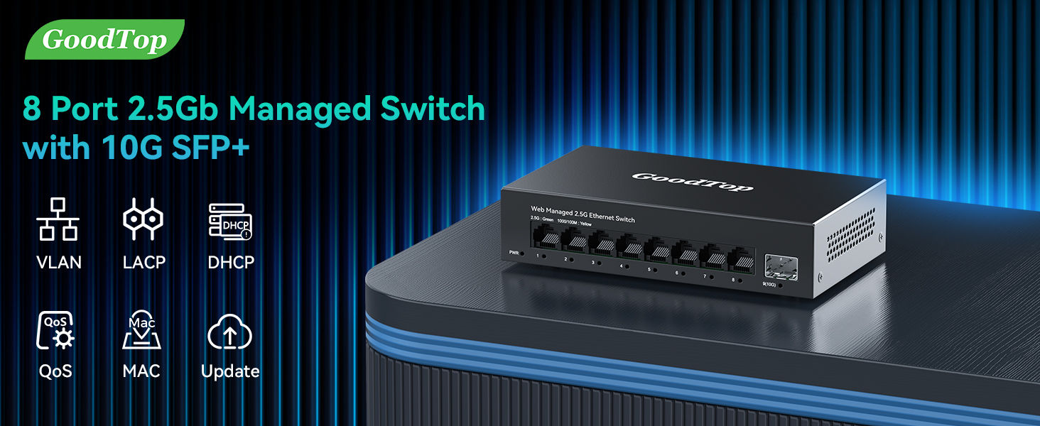 ルーター・ネットワーク機器 GoodTop 8-Port 10G Managed Switch Amazon.com: GoodTop 8 Port 10Gb Smart Web Managed SFP+