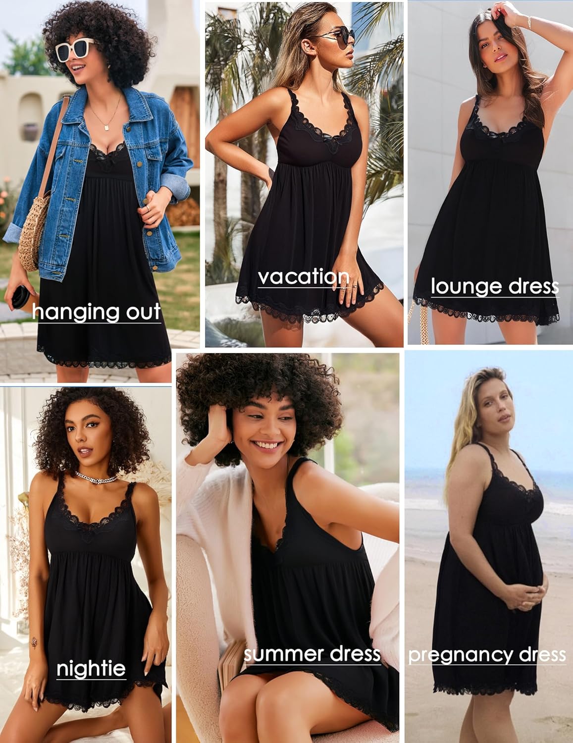 Avidlove Women Sexy Sleepwear Lace Chemise Nightgown Full Slip Babydoll Sleepwear - Image 3