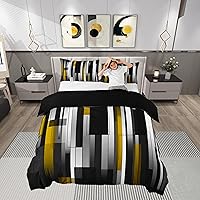 Vista 21 de Funda de edredón abstracta de color negro y morado, tamaño Queen, funda de edredón de geometría moderna con 2 fundas de almohada para adolescentes