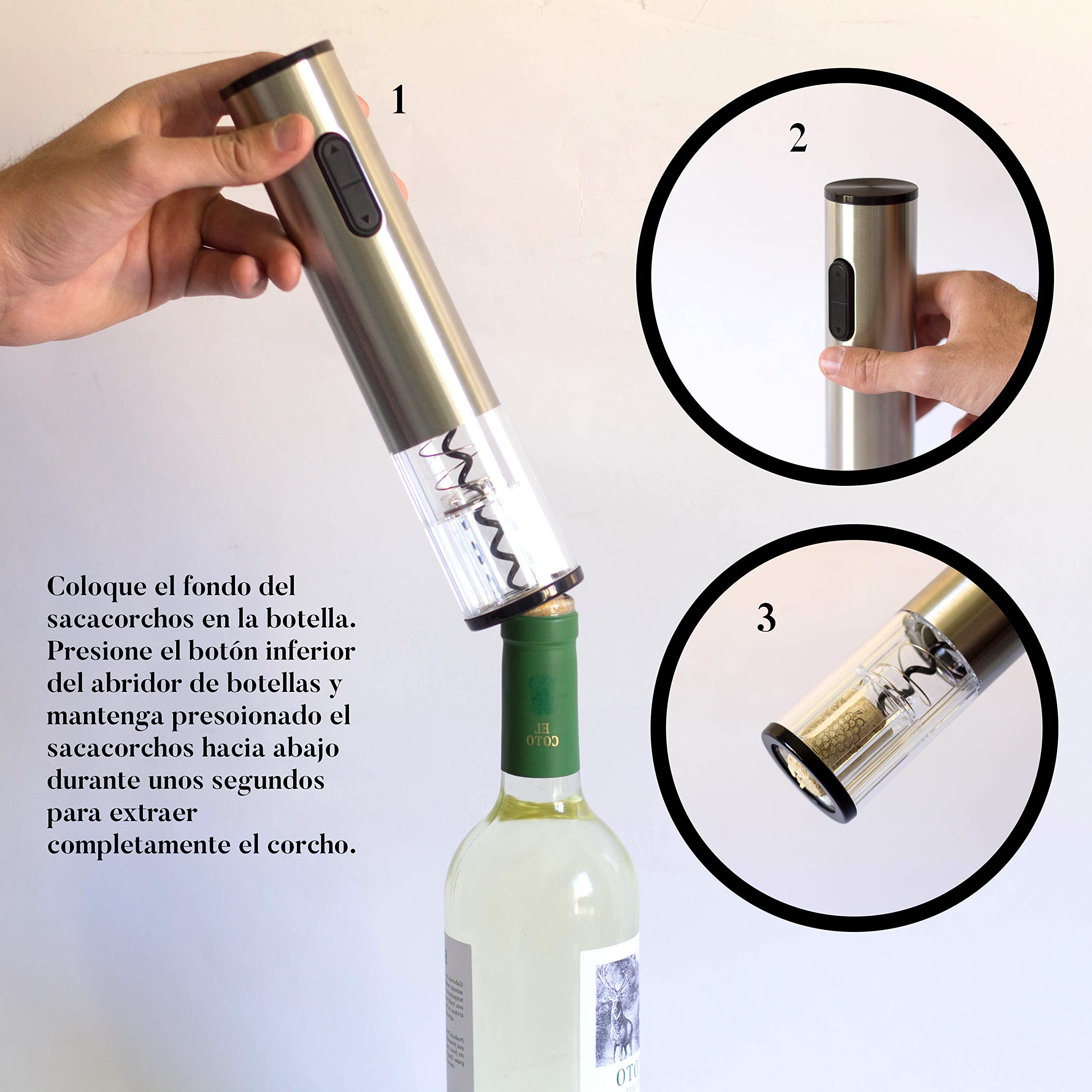 Sacacorchos eléctrico con corta cápsulas - regalos originales