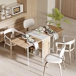 HOMCOM Folding Dining Table for 4 People, 67" Space Saving Drop Leaf Table with Storage Shelves for Small Spaces, Kitchen, Dining Room, Oak