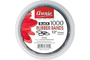ANNIE 1000 Rubber Bands, 1/2 Inch, Black