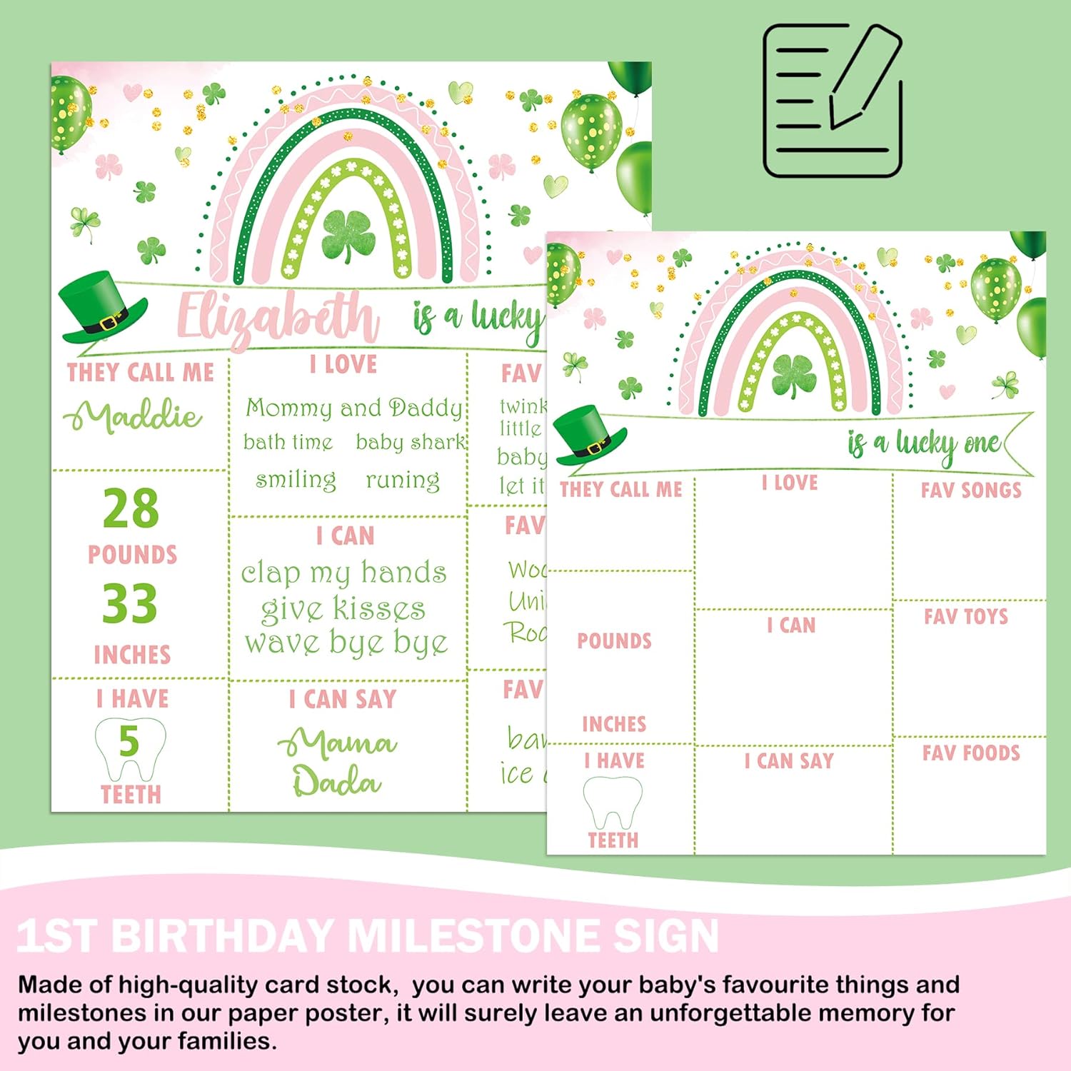 Lucky One Birthday Decorations, St. Patrick's Day 1st Birthday Party Decorations, Lucky One 1st Birthday Party Supplies for Girl, Lucky Four Leaf Clover Shamrock Banner for Irish Saint Paddy's Day