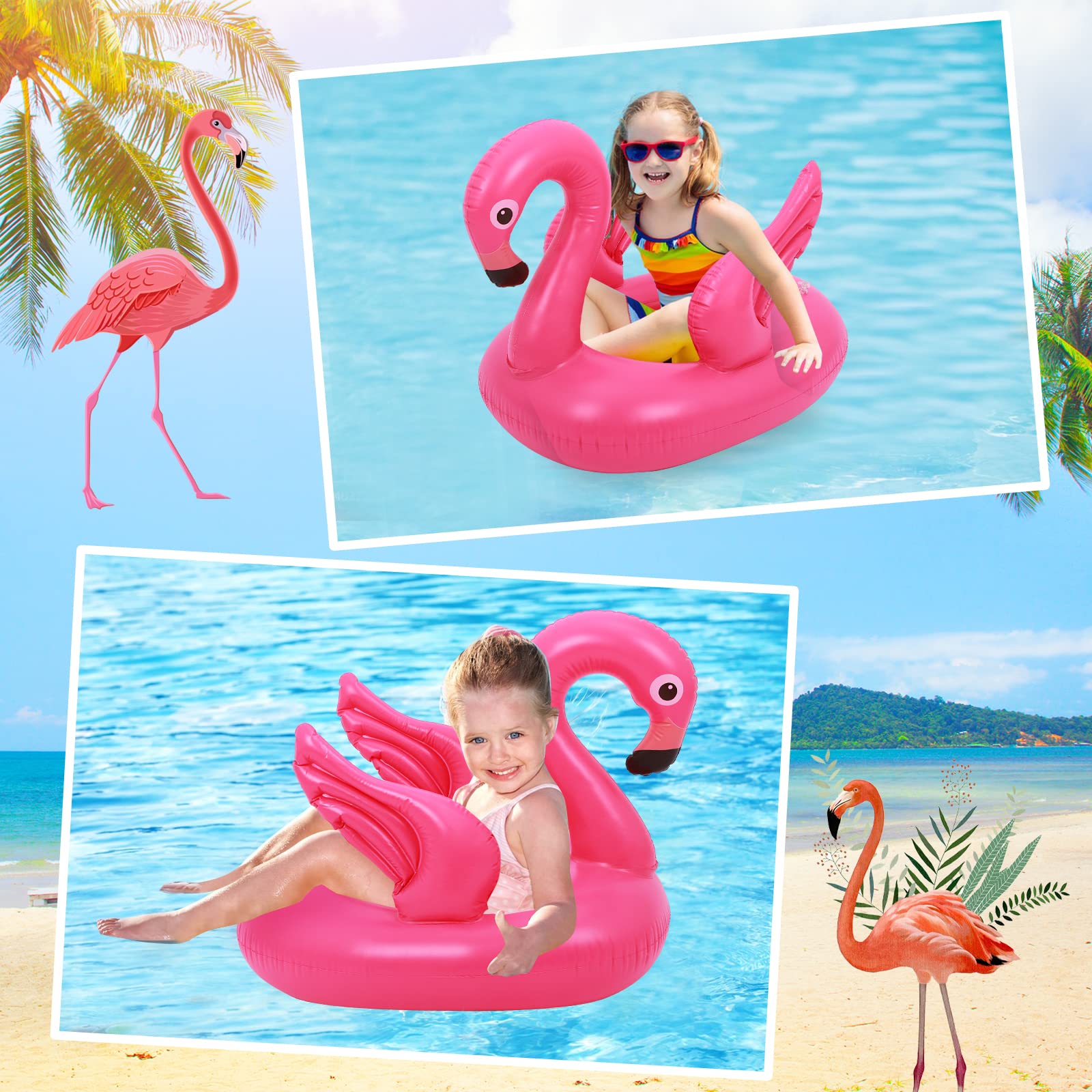 Mineup Opblaasbaar flamingo-zwembad met zonlicht, flamingo-zwemring met