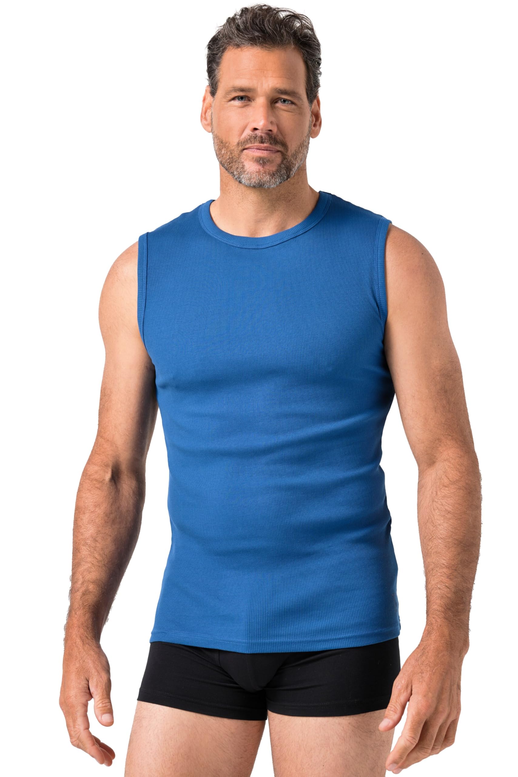 JP 1880 Menswear Big & Tall Plus Size L-8XL Vest, Ribbed Jersey, Wide Straps Azure XXXX-Large 829407752-4XL