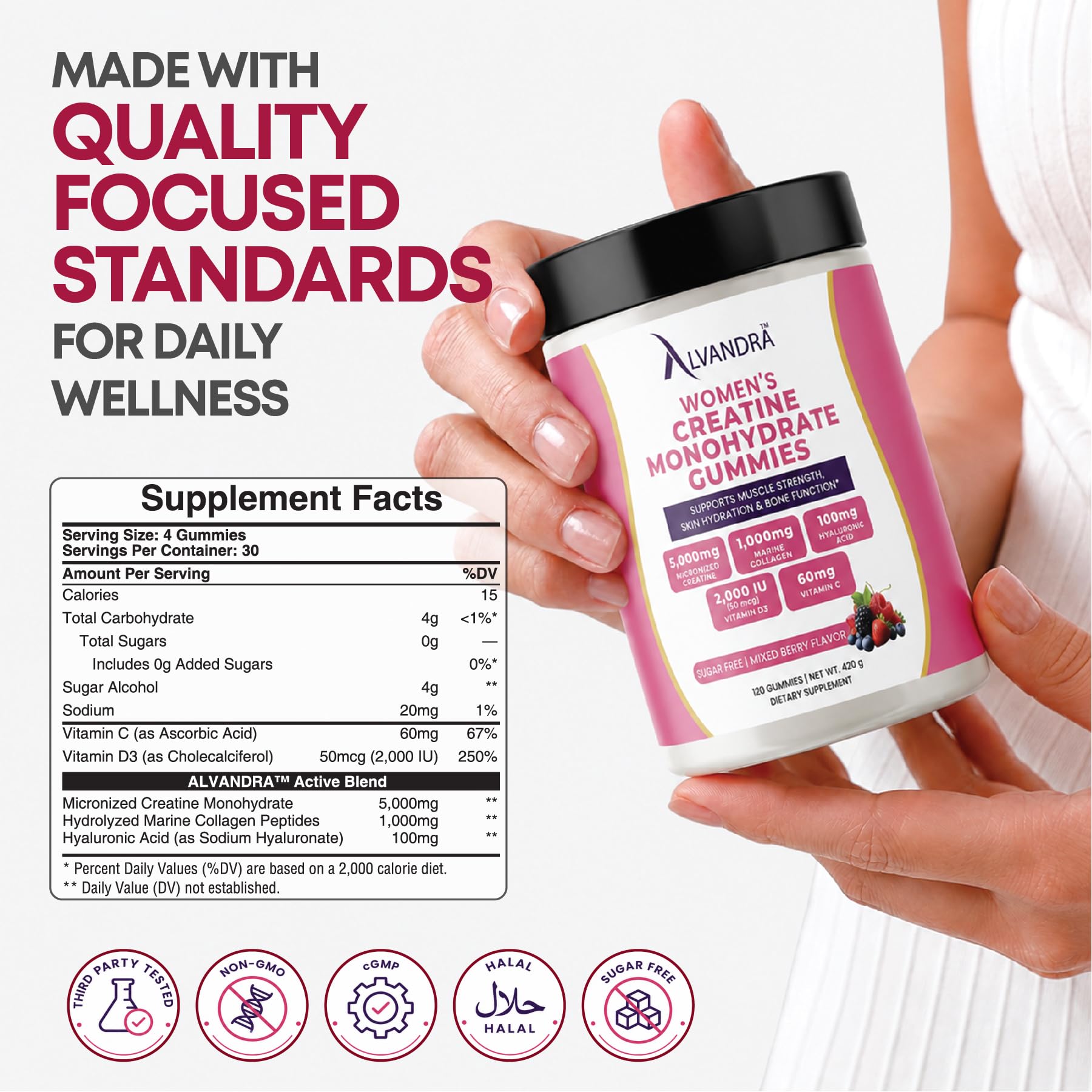 Creatine for Women, Creatine Monohydrate Gummies with Collagen 5000mg 120ct — Amazon image 5