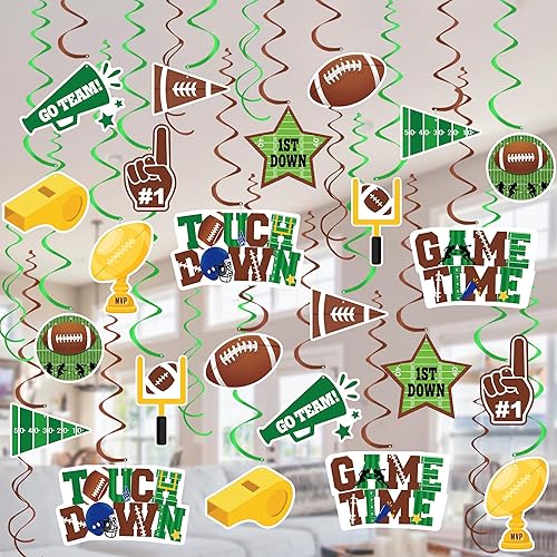 36 piezas de decoración de fútbol americano remolinos colgantes  NO DIY decoración de techo de fiesta temática de fútbol americano, remolinos