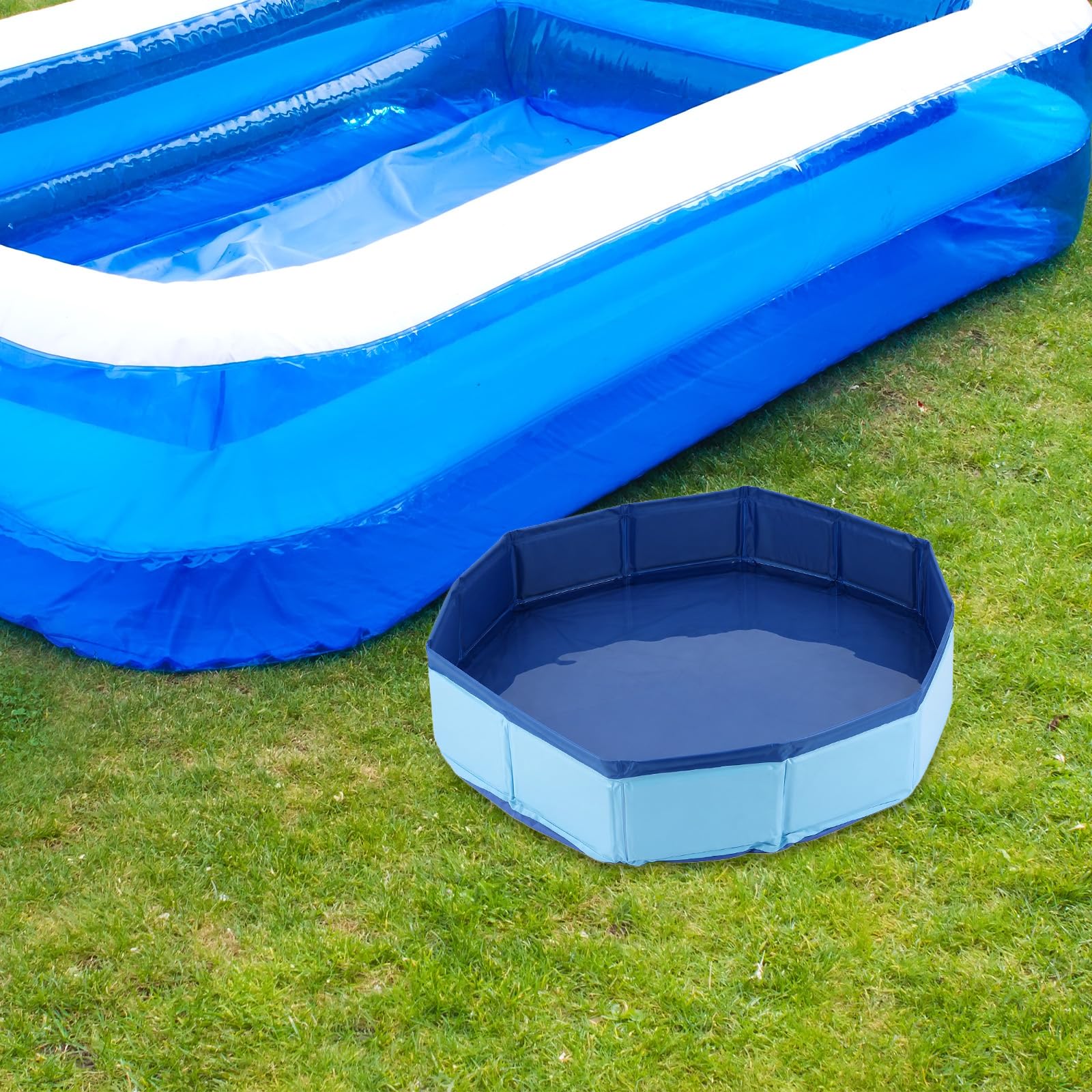 Pediluvio per Piscina, Vasca Lavapiedi Gonfiabile Scaletta d'Ingresso Bacino Portatile Lavaggio Piedi per Piscine Fuori Terra Vasche Idromassaggio e Spa (Blu)