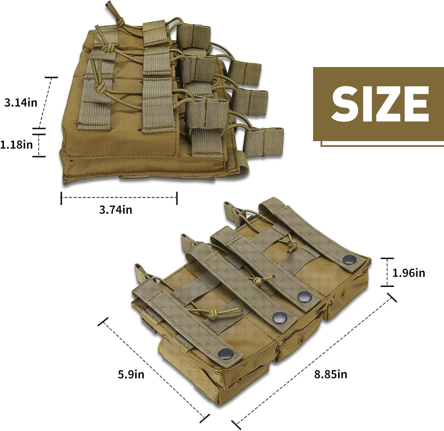 Kosse Open-Top Triple Stacker Mag Pouch, Tactical Magazine Pouch for M4 G36 HK416 Magazines(Khaki) : Sports & Outdoors