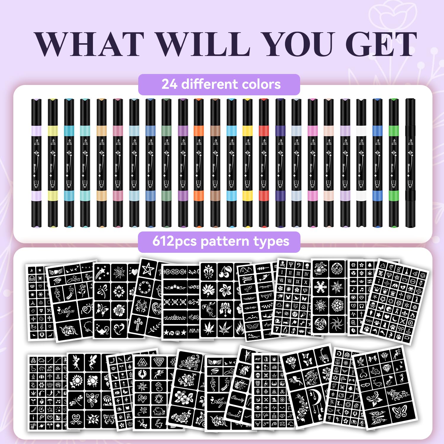 Temporary Tattoo Markers, Dual-Ended Cosmetic-Grade Pens