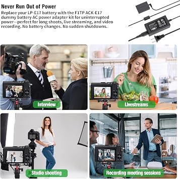 LP E17 Dummy Battery ACK-E17 Power Adapter Kit Replacement for LP-E17 Battery Compatible with Canon EOS M3 M5 M6 M6 Mark II Mirrorless Camera