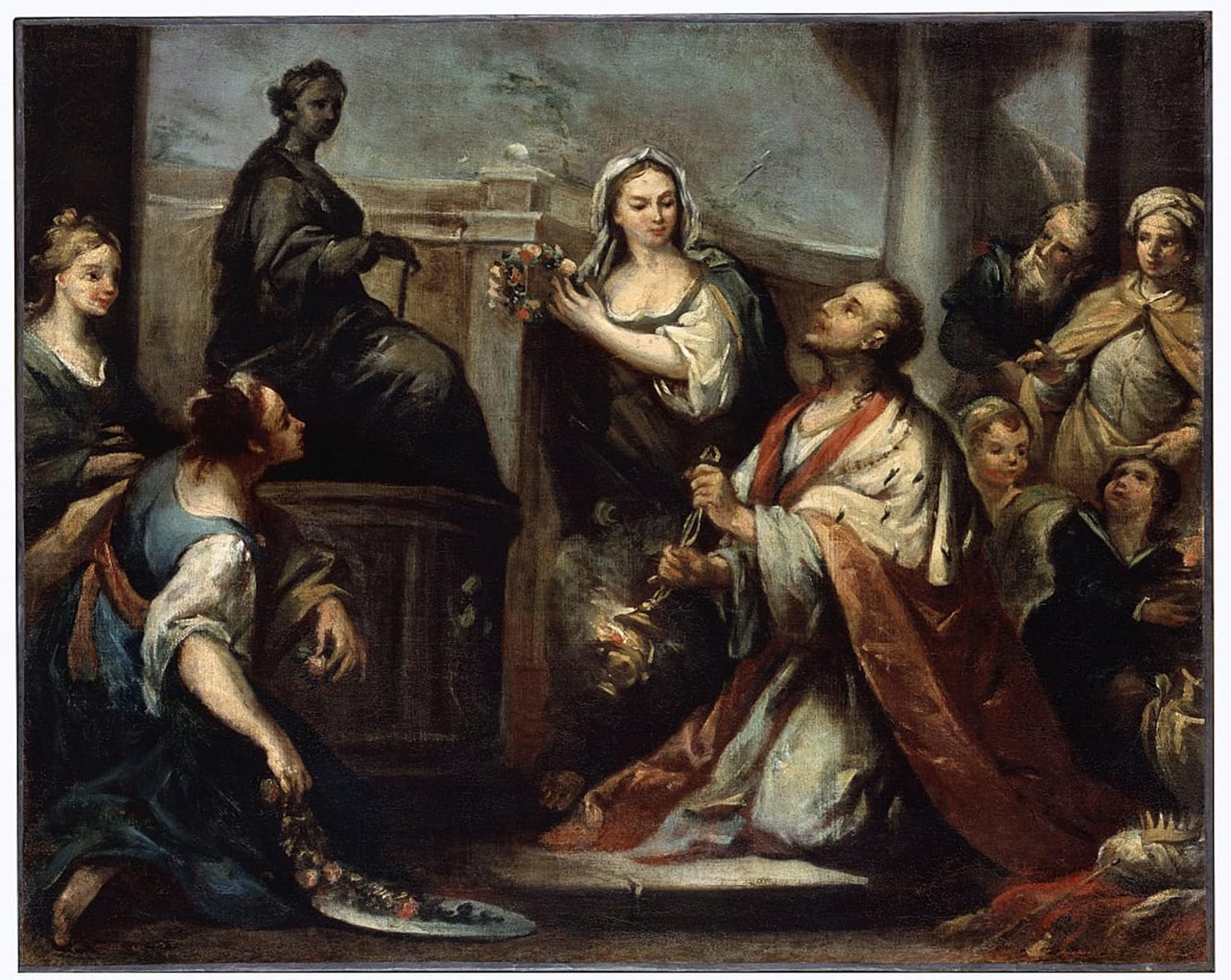 ARTXLXXBN Famous Painting Canvas Artwork Graffiti Print the Idolatry of King by Jacopo Amigoni Portrait Canvas Image for Home Decor 60x90cm