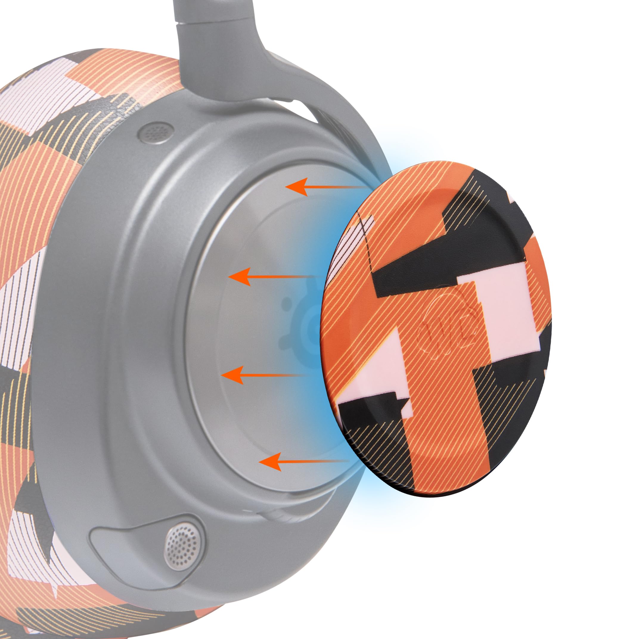 WC Side Speaker Plates For Arctis Nova Headsets, Made by Wicked Cushions | Fits Arctis Nova Pro Wireless/Pro Wired/Nova 7 / 7X / 7P | Designs Perfectly Match WC Headbands & Earpads | Orange Prism