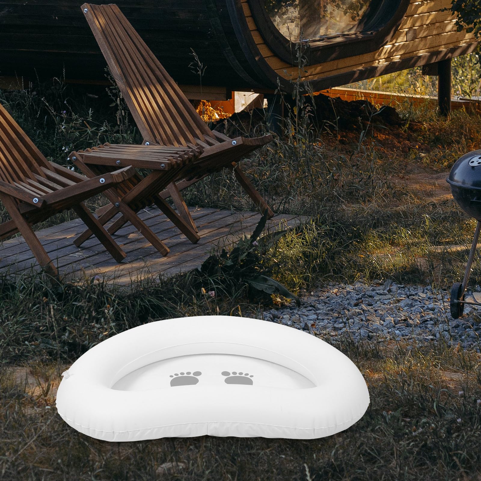 Pediluvio Gonfiabile in Pvc Bianco per Piscina, Vassoio Lavapiedi Leggero e Facile da Gonfiare e Sgonfiare, per Uso Domestico e Persone di Tutte le Età