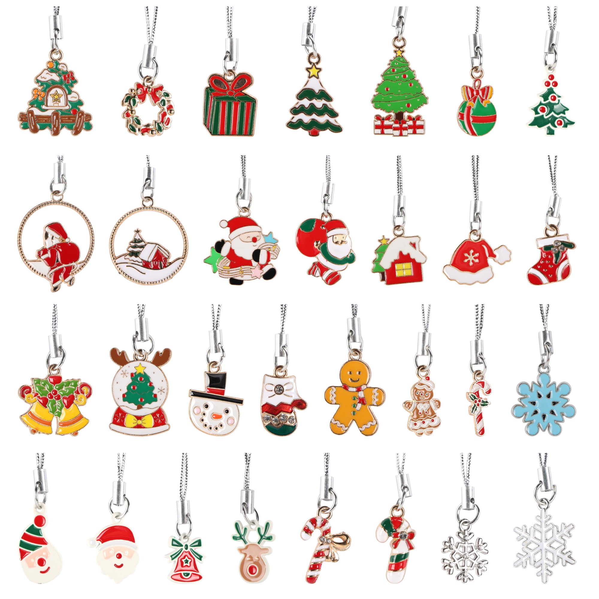 EdenseeLake 30 Pcs Mini Christmas Ornament, Small Resin Metal Haning Christmas Ornaments with String for Christmas Tree Decoration