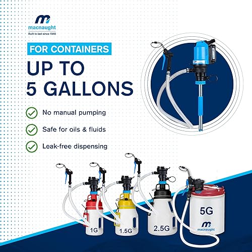 Miniatura 6 de Macnaught BOP20 Bomba de transferencia de aceite alimentada por batería, kit de cubo de 5 galones. Todo lo necesario para bombear aceite, ATF o