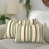 Vista 24 de Paquete de 2 almohadas lumbares impermeables para exteriores con rellenos, 12 x 20 pulgadas, almohada decorativa rectangular para patio, hogar