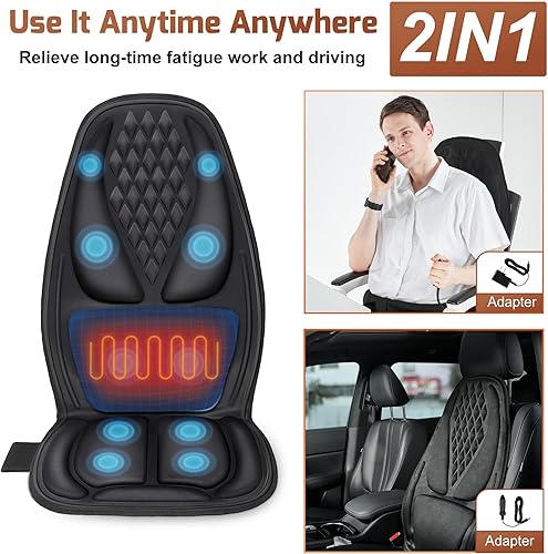 Miniatura 5 de Almohadilla para silla de masaje de espalda, soporte lumbar 3D, masajeador eléctrico de espalda para aliviar el dolor de espalda, cojín de asiento