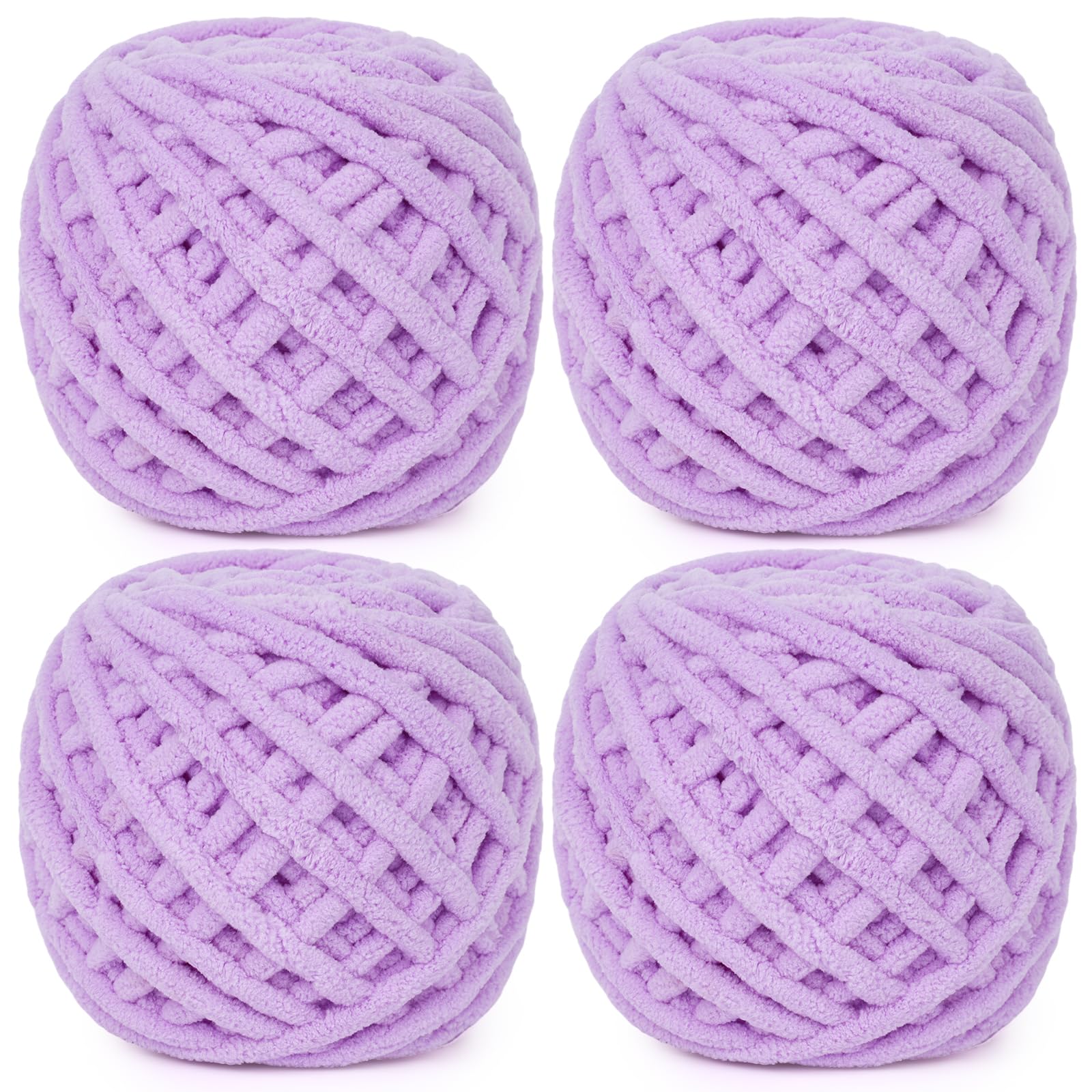 Aeelike Dicke Wolle zum Häkeln, 4 x 100g Weiche Strickwolle, Dicke Wolle zum Handstricken, Wolle Dickes Garn Flauschig, Chunky Yarn zum Stricken für Decken, Schals, Puppen, Hellviolett