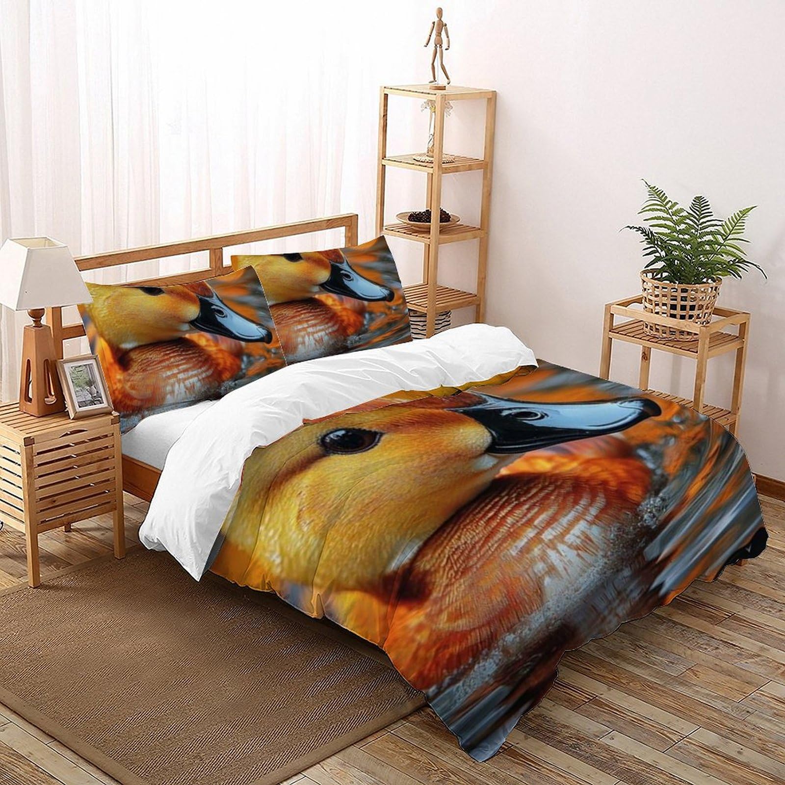 Housse de couette canard jaune anti-plis en microfibre douce pour lit king size 220x240
