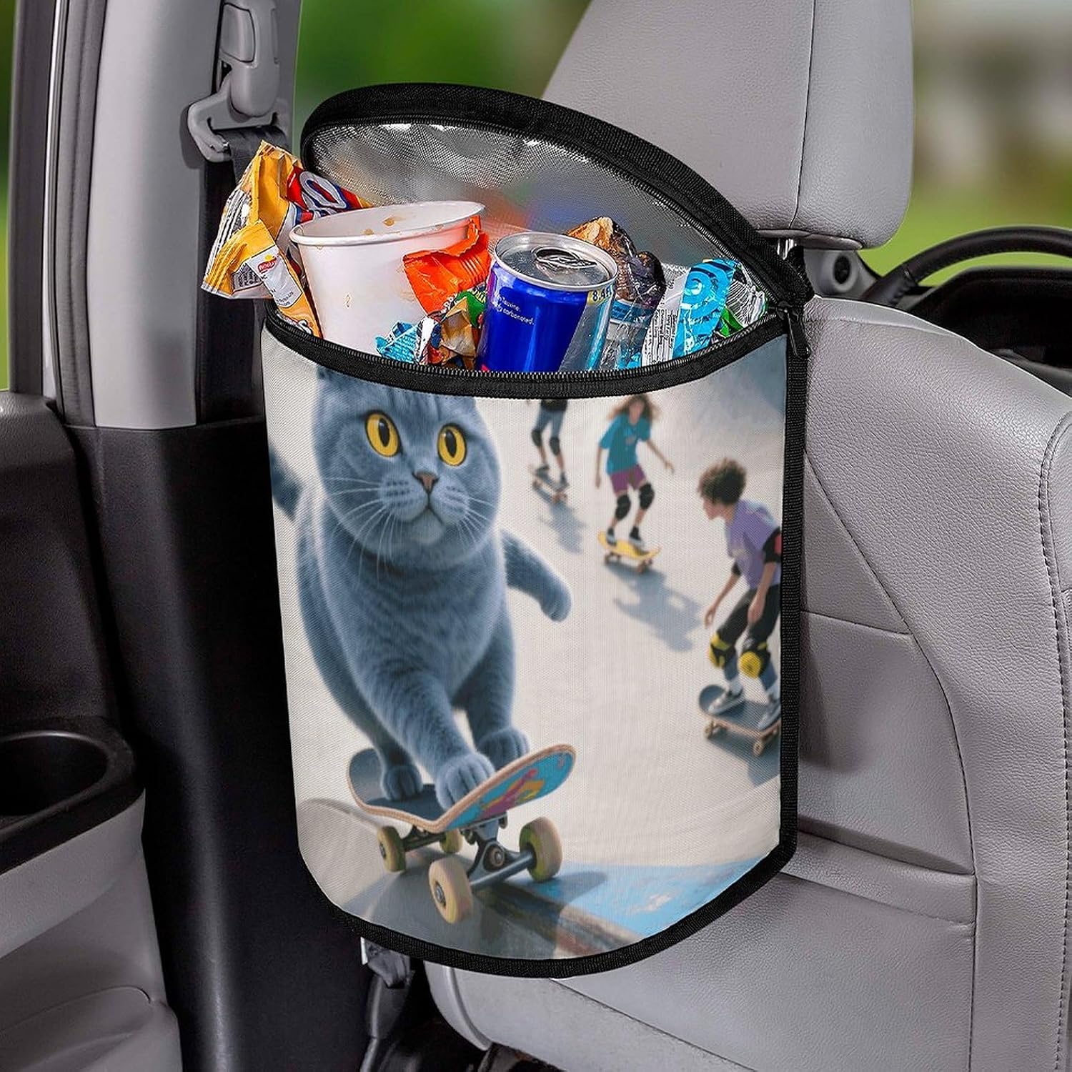 YHNNH Portable Vehicle Garbage Cans with Lid Cats and Scooters Hanging Trash Storage Bin Leak Proof for Cars SUV Truck