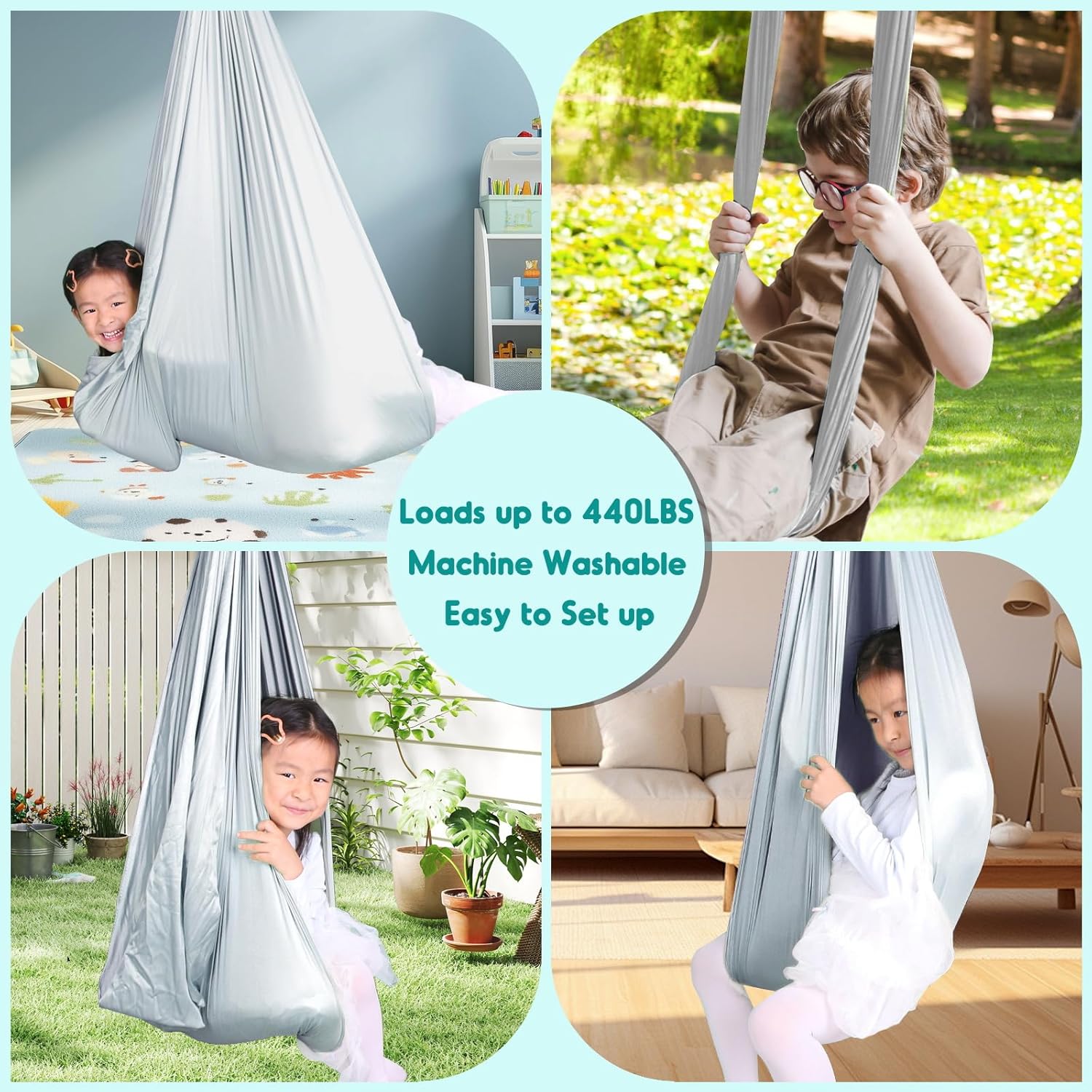 Chihee Sensory Swing Therapy Swing Hammock Indoor Outdoor for Kids, Hardware Included, Soft Breathable Nylon Cuddle Swing Joy Hammock for Child Adult with Autism, ADHD, Aspergers, Sensory Integration