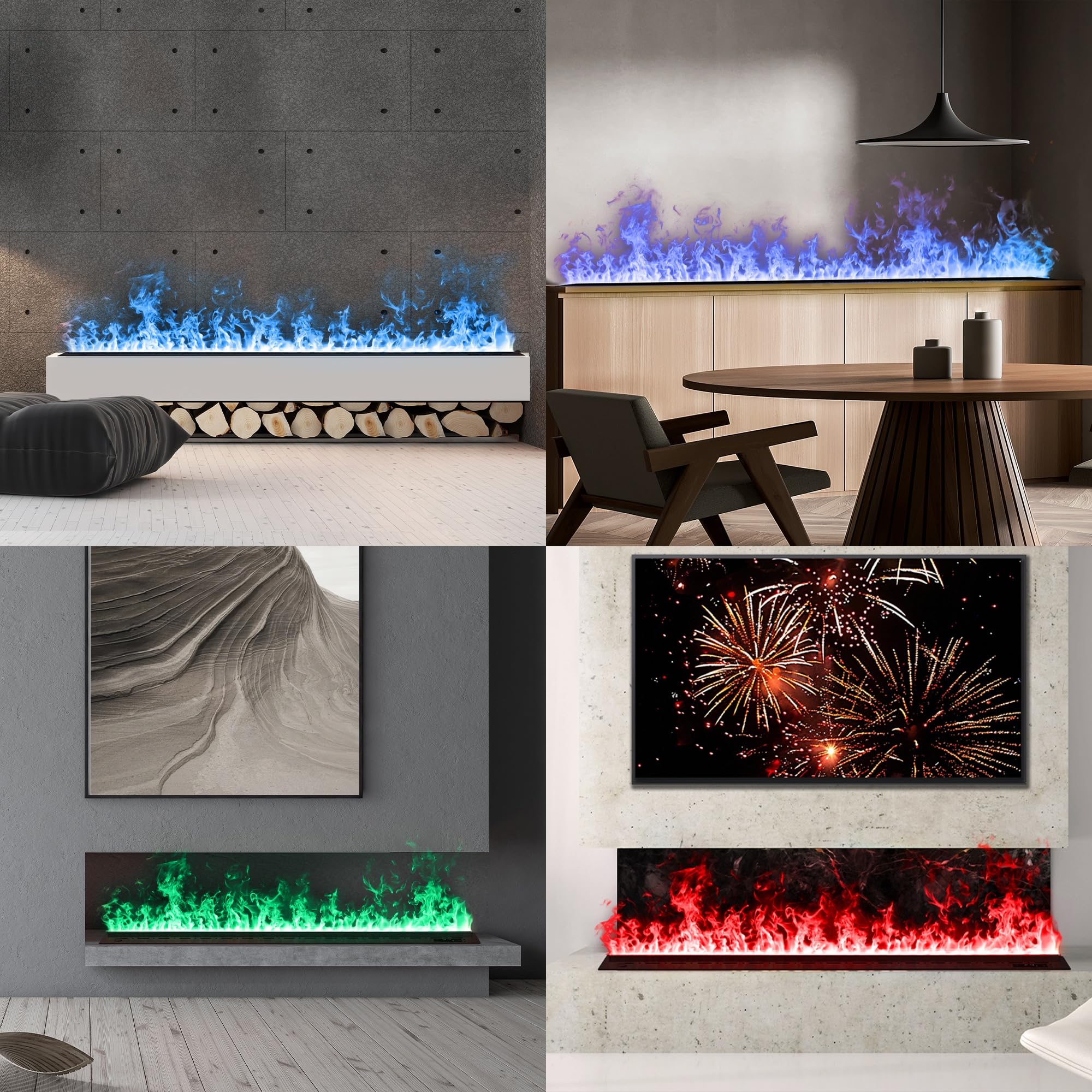Camino a vapore, camino elettrico, camino elettrico da incasso, effetto fiamma 3D a 9 colori, camino con telecomando APP [100cm, Nessun calore.]