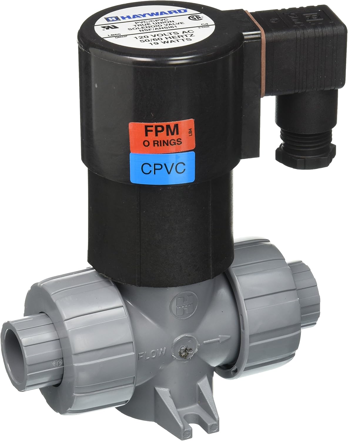 Hayward SV20050STV 1/2-Inch CPVC NPD Design True Union Solenoid Valves with FPM Seal and Socket/Threaded End Connection