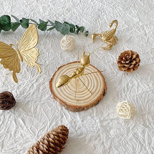 Miniatura 6 de Figura de hormigas doradas, decoración del hogar, centro de mesa de hormigas de metal sólido, mini adorno de insectos, figuras de escritorio de