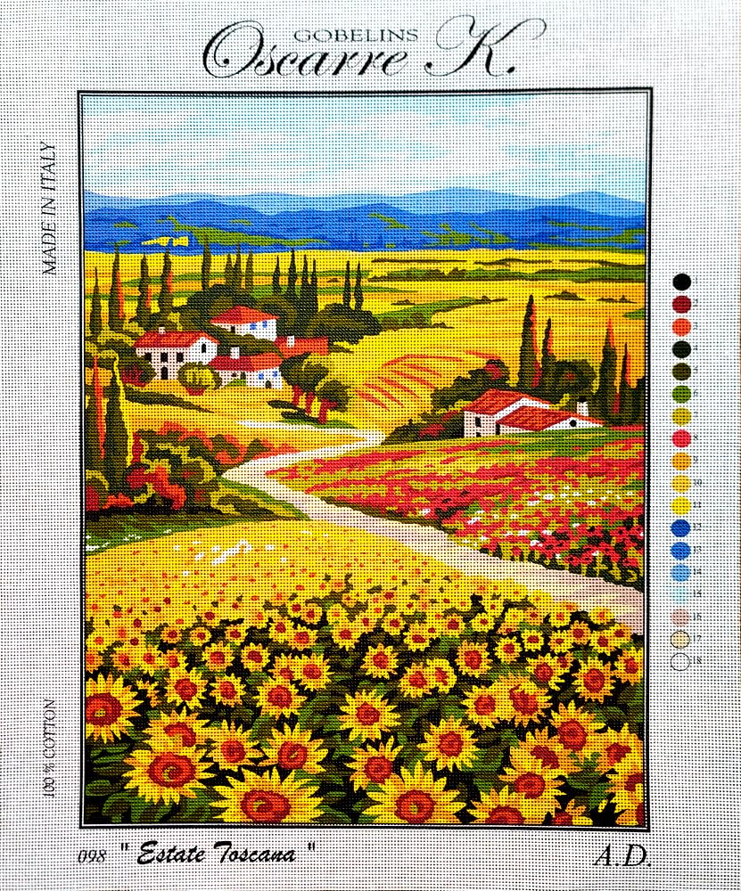 Oscarre K. gobelins Kit de medio punto de cruz completo 50 x 60 cm (bordado acabado 38,5 x 49 cm) Verano en la Toscana