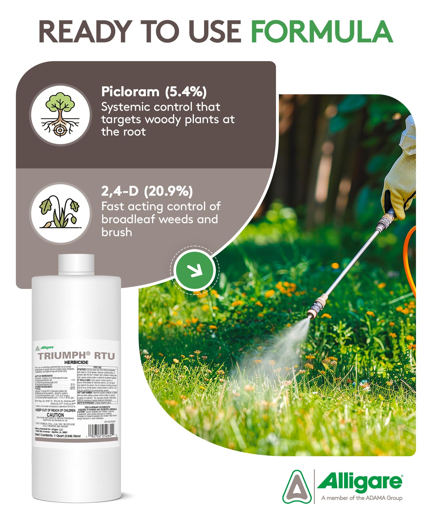 Amazon.com : ALLIGARE Triumph RTU Herbicide Weed Killer - Ready-to-Use Tree  Stump Killer with Blue Dye, Controls Woody Plants & Prevents Re-Sprouts,  Ideal for Cut Stump Treatments - Compare to Tordon RTU -