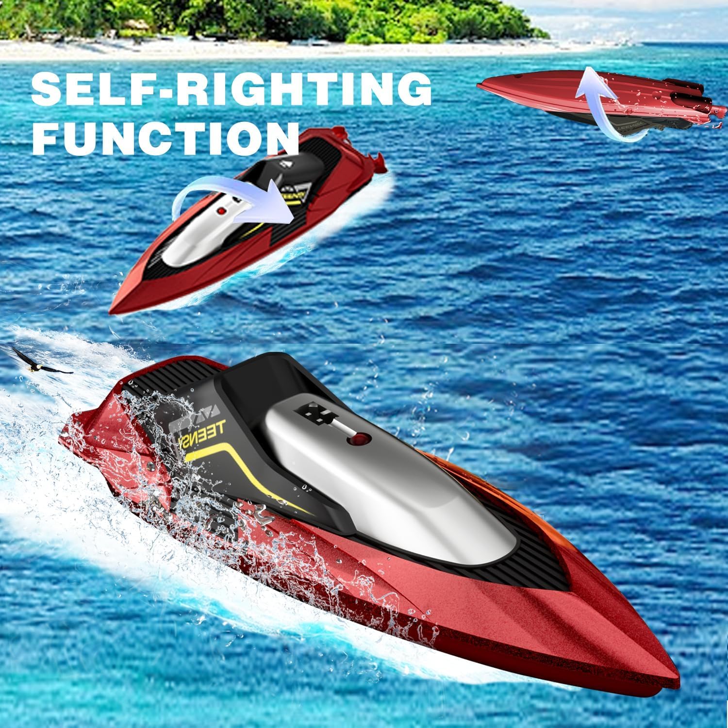 4DRC Remote Control Boats 2.4GHz Full Proportional Mini RC Jet Boat Toys,Boats for Pools and Lakes,akes,Bathtub Toy Boats with Whole Body Waterproof,Gift for Adults Boys & Girls