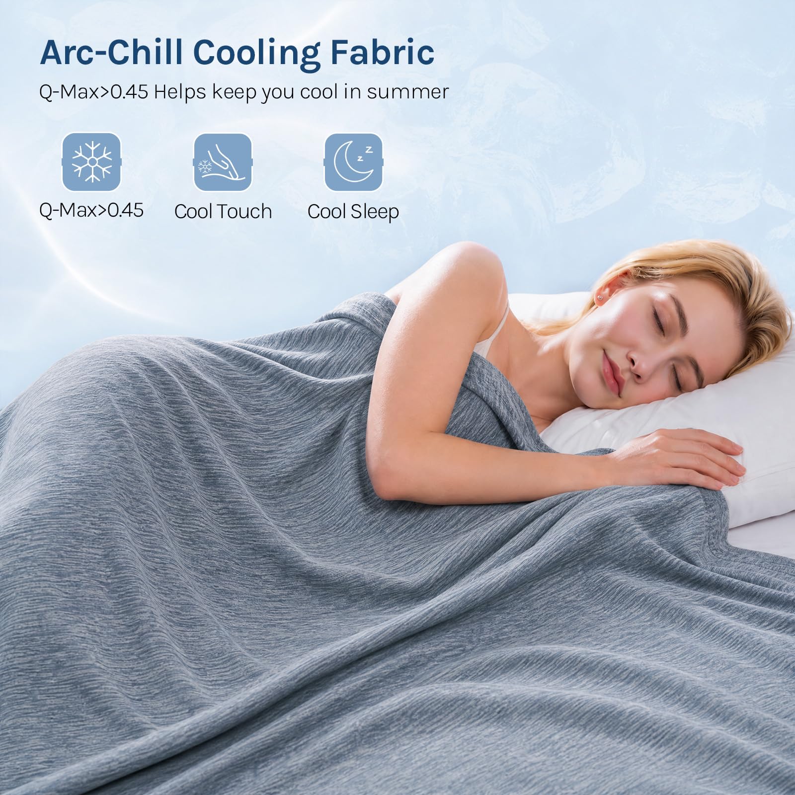 WOLTU Arc-Chill Koc chłodzący na lato, z mikrofibry, koc chłodzący z Q-Max > 0,45 cm, do spania, świeży i przyjazny dla skóry, koc na kanapę, w podróż, 220