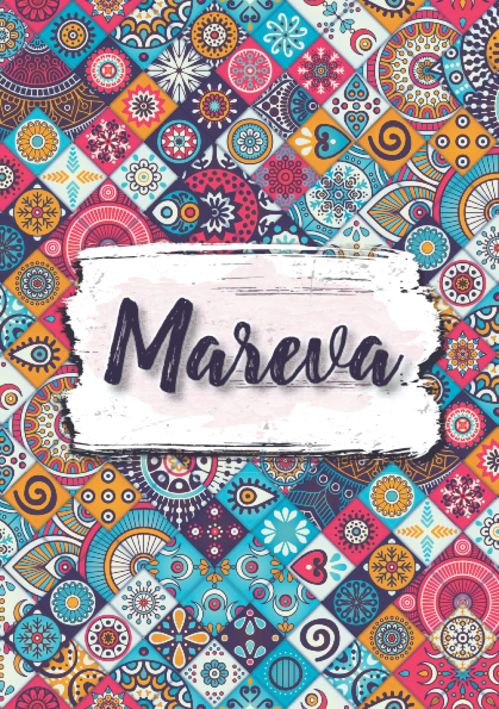 Mareva: Carnet de notes A5 | Prénom personnalisé Mareva | Cadeau d'anniversaire pour fille, femme, maman, copine, sœur ... | Fleurs ethniques | 120 pages lignée, Petit Format A5 (14.8 x 21 cm)