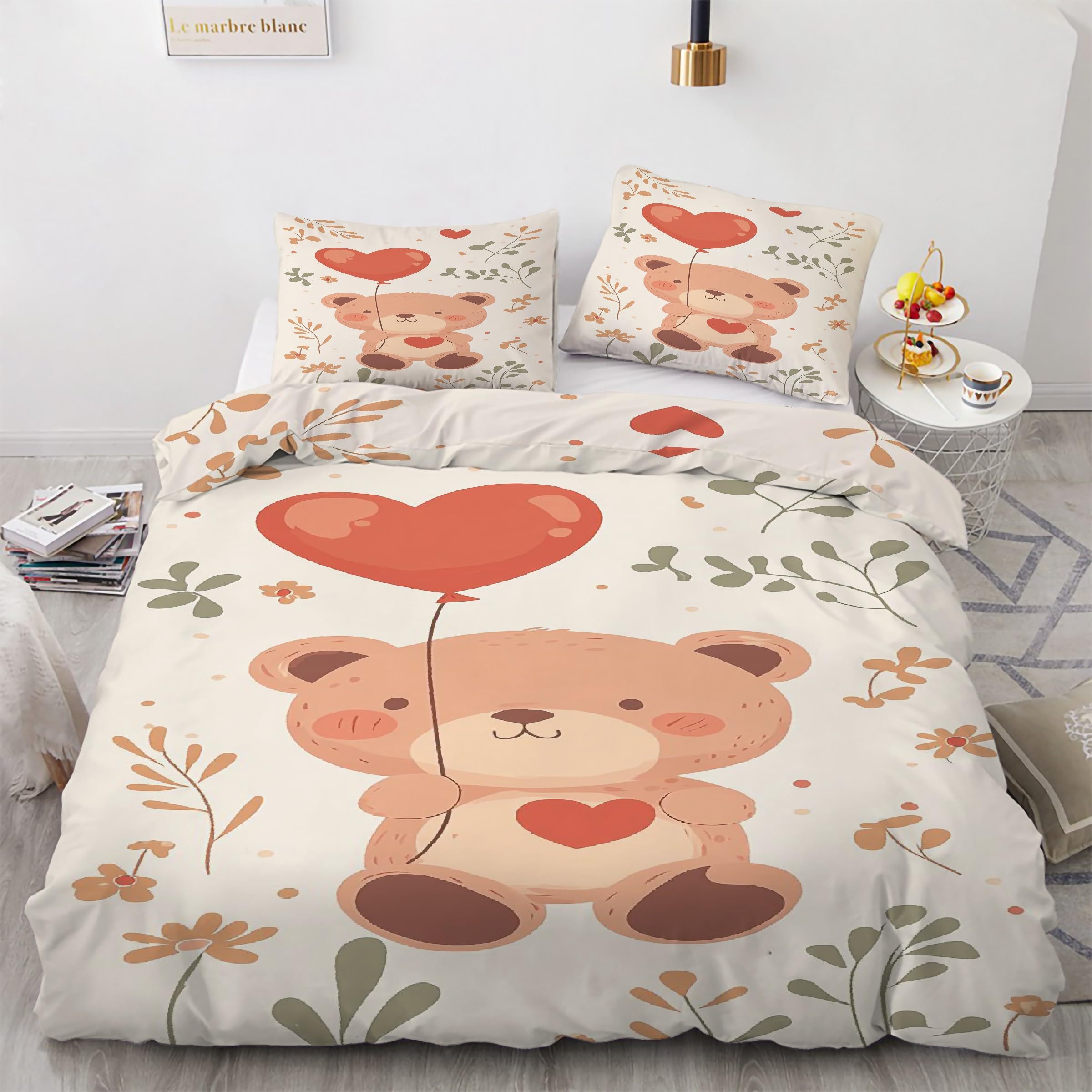 Housse couette en microfibre douce 200x200 anti-plis avec zip ours