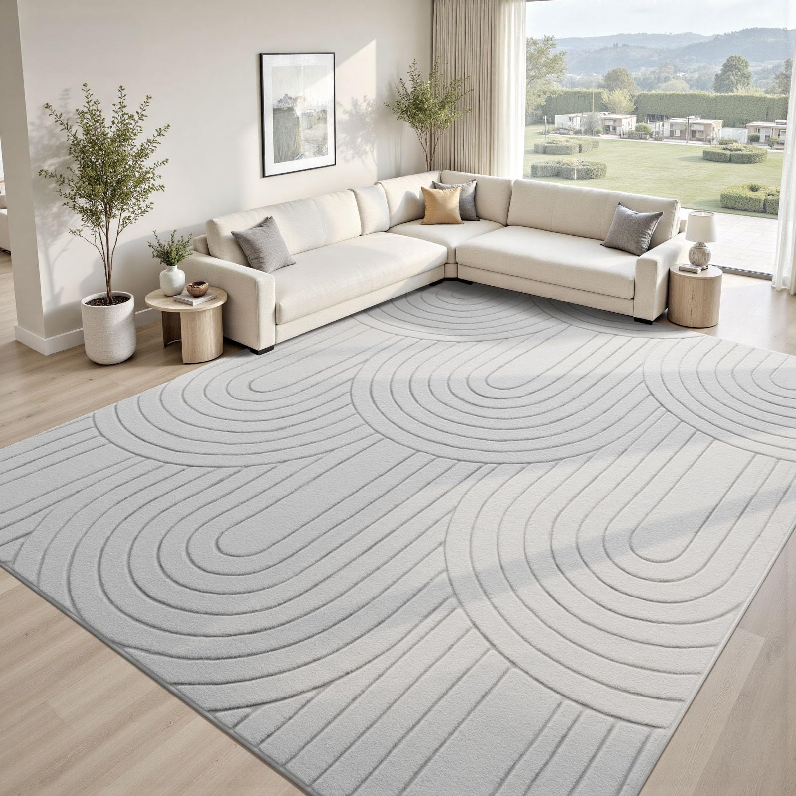 Sour Lemon Tapis de salon lavable, moelleux, gris, 160 x 230 cm