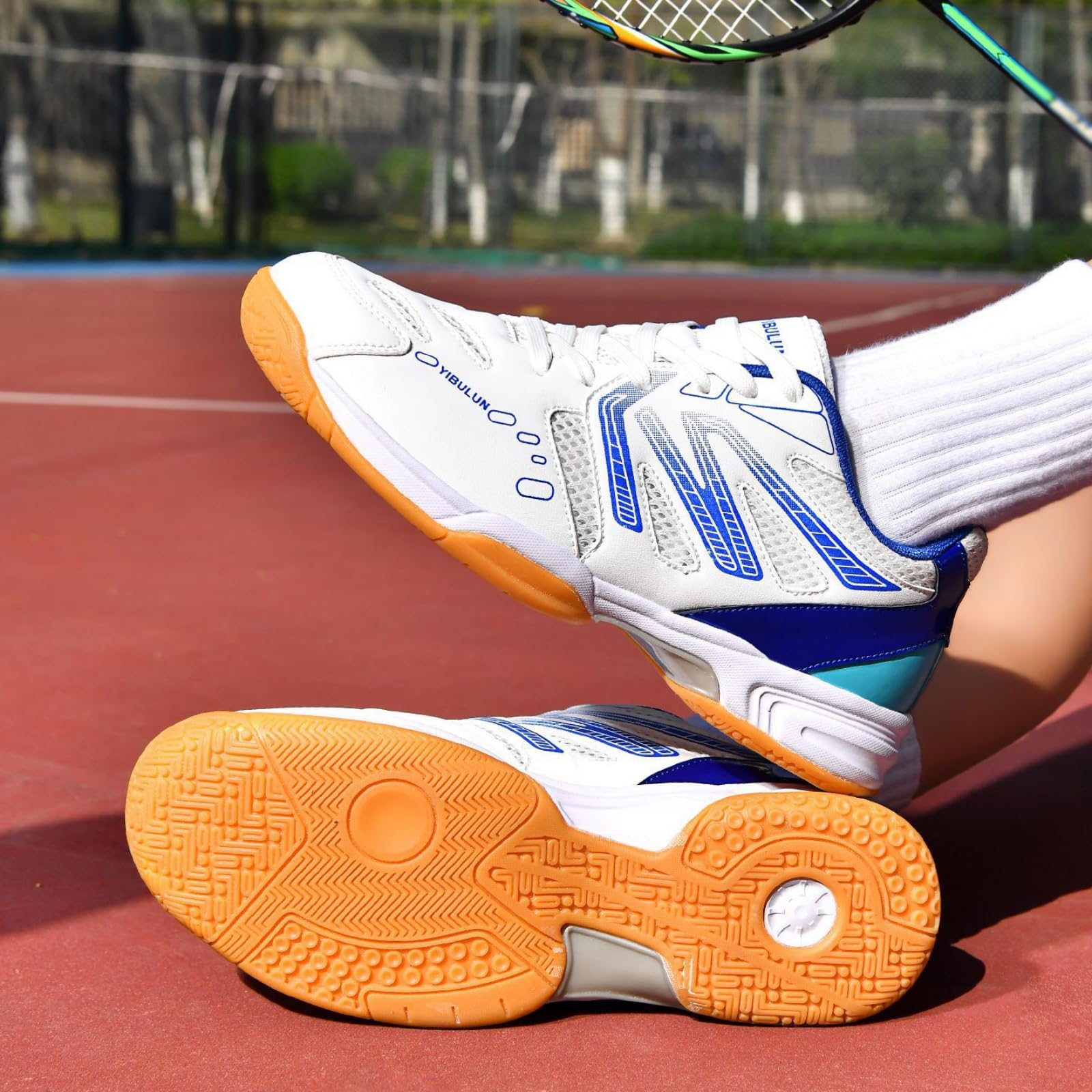 JiuQing Męskie buty badmintona tenis stołowy profesjonalne lekkie do gry w tenisa stołowego do gry w tenisa na zewnątrz i wewnątrz do sportów rakietowych