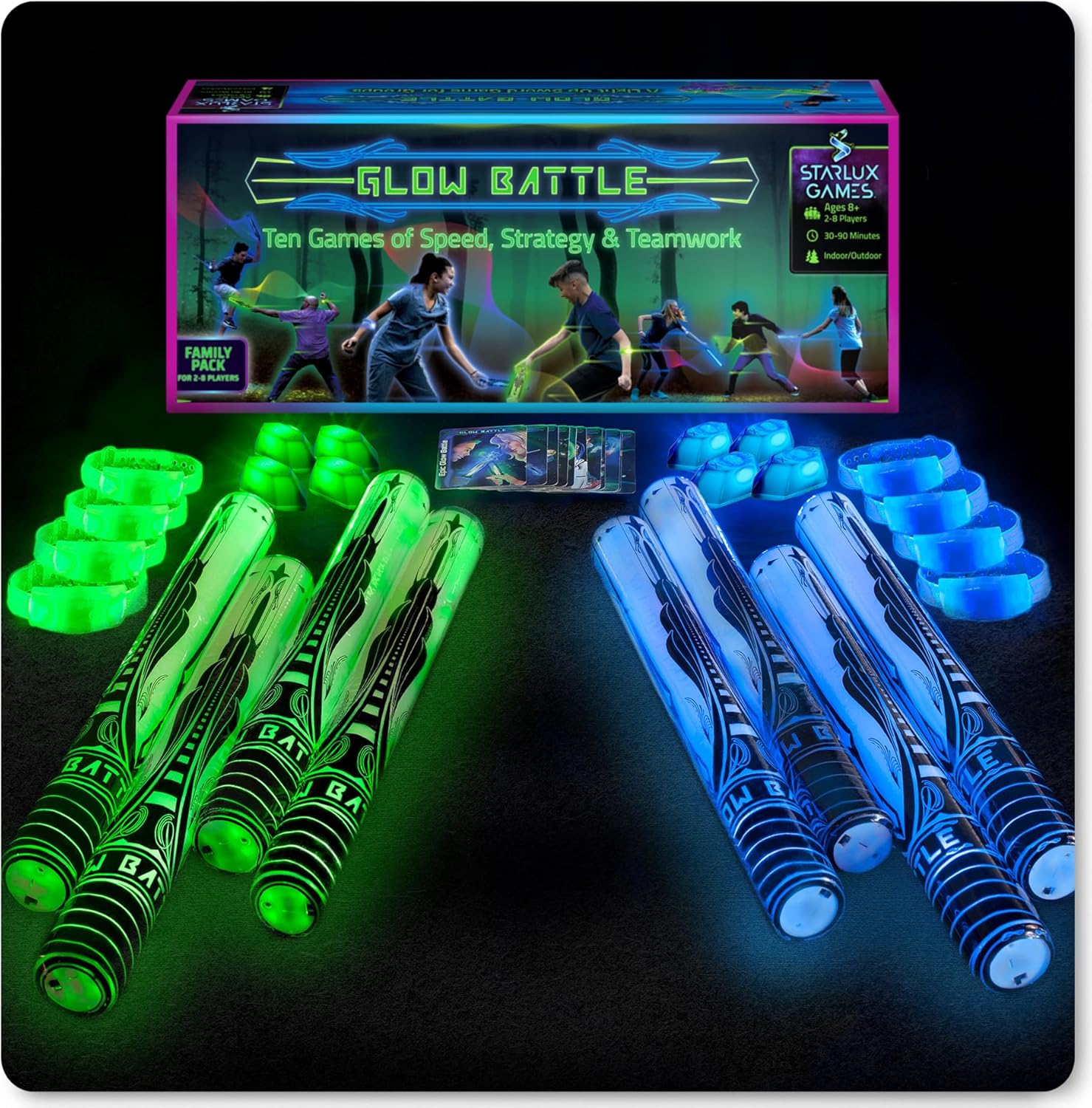 Glow Battle – A Light-Up Sword Game for Kids and Adults | 2-8 Players, Ages 8+ | Glow in the Dark Outdoor Games | Reunion & Party Game | Outside Toys for Tweens Thrilling & Memorable!