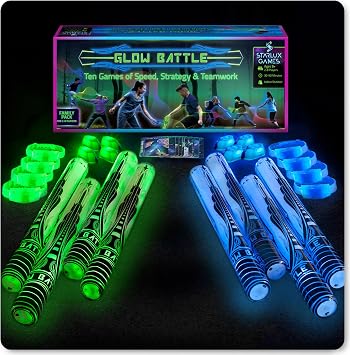 Glow Battle A Light-Up Sword Game for Kids and Adults | 2-8 Players, Ages 8+ | Glow in the Dark Outdoor Games | Reunion & Party Game | Outside Toys for Tweens Thrilling & Memorable!