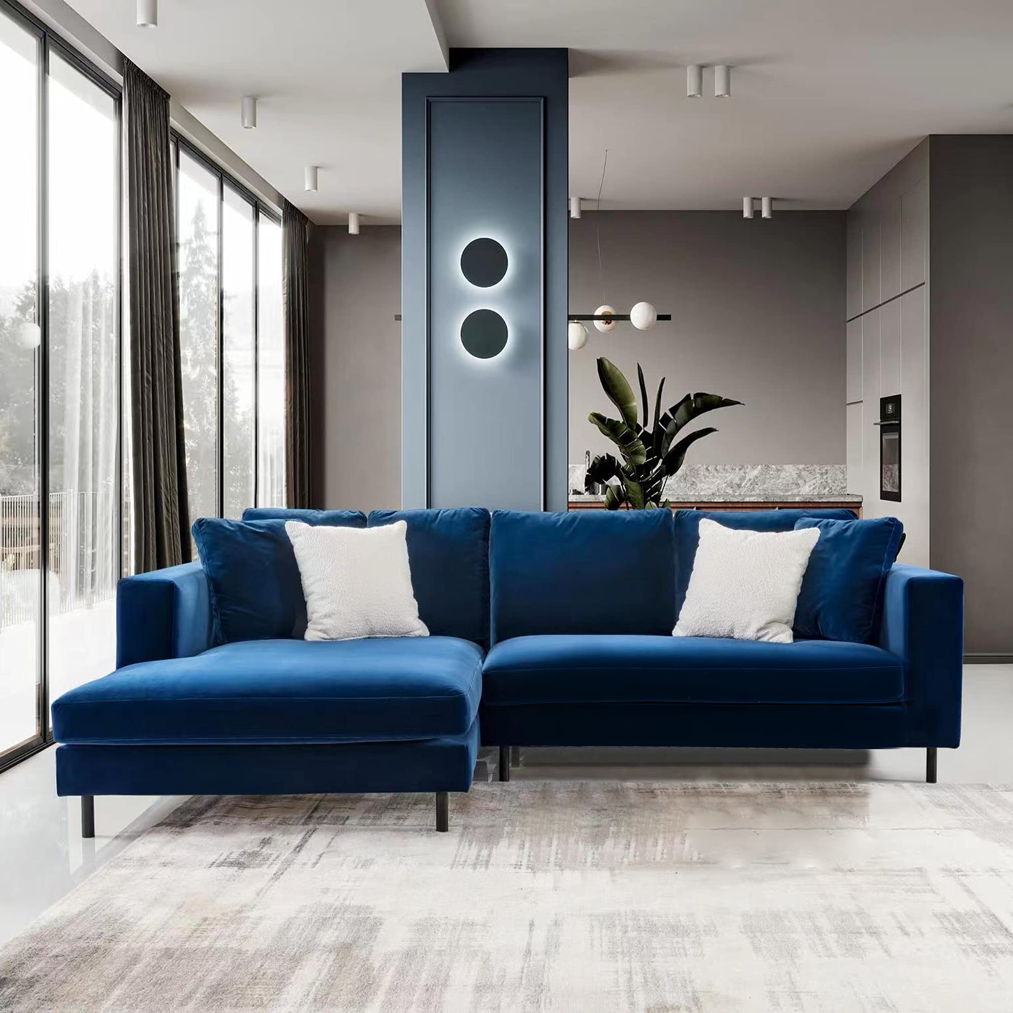 Buy Acanva Modern LShaped Large Sofa with Soft Velvet Fabric, Extra