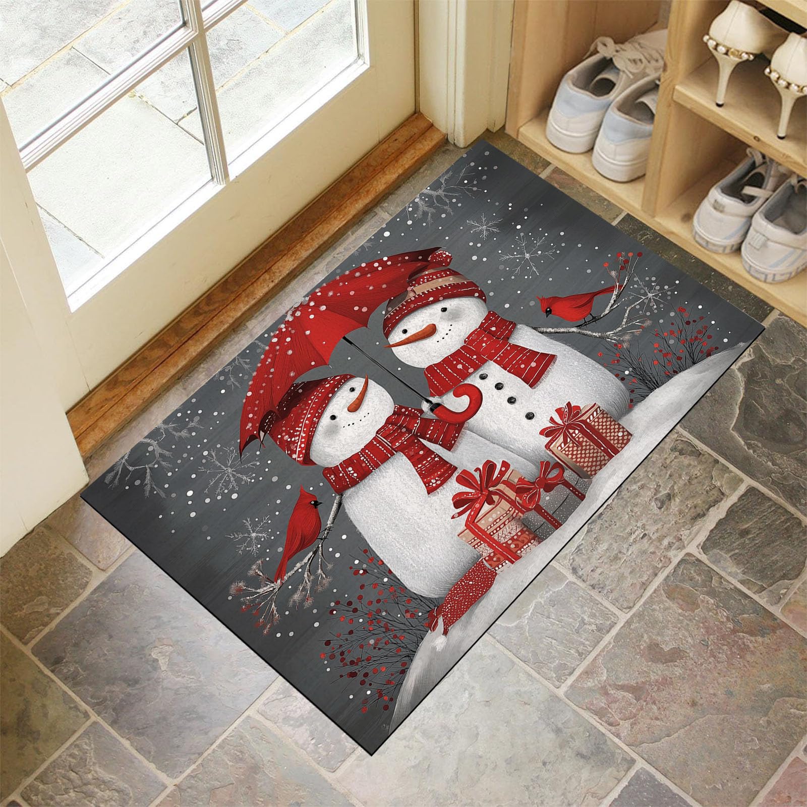 Tapis d'entrée facile à nettoyer pour éliminer la saleté de Noël