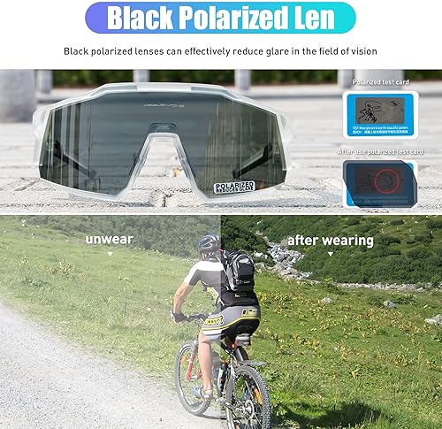 Miniatura 3 de KAPVOE Gafas de ciclismo polarizadas con 1 lente o 4 lentes intercambiables Tr90 Marco para hombres mujeres gafas de sol deportivas bicicleta
