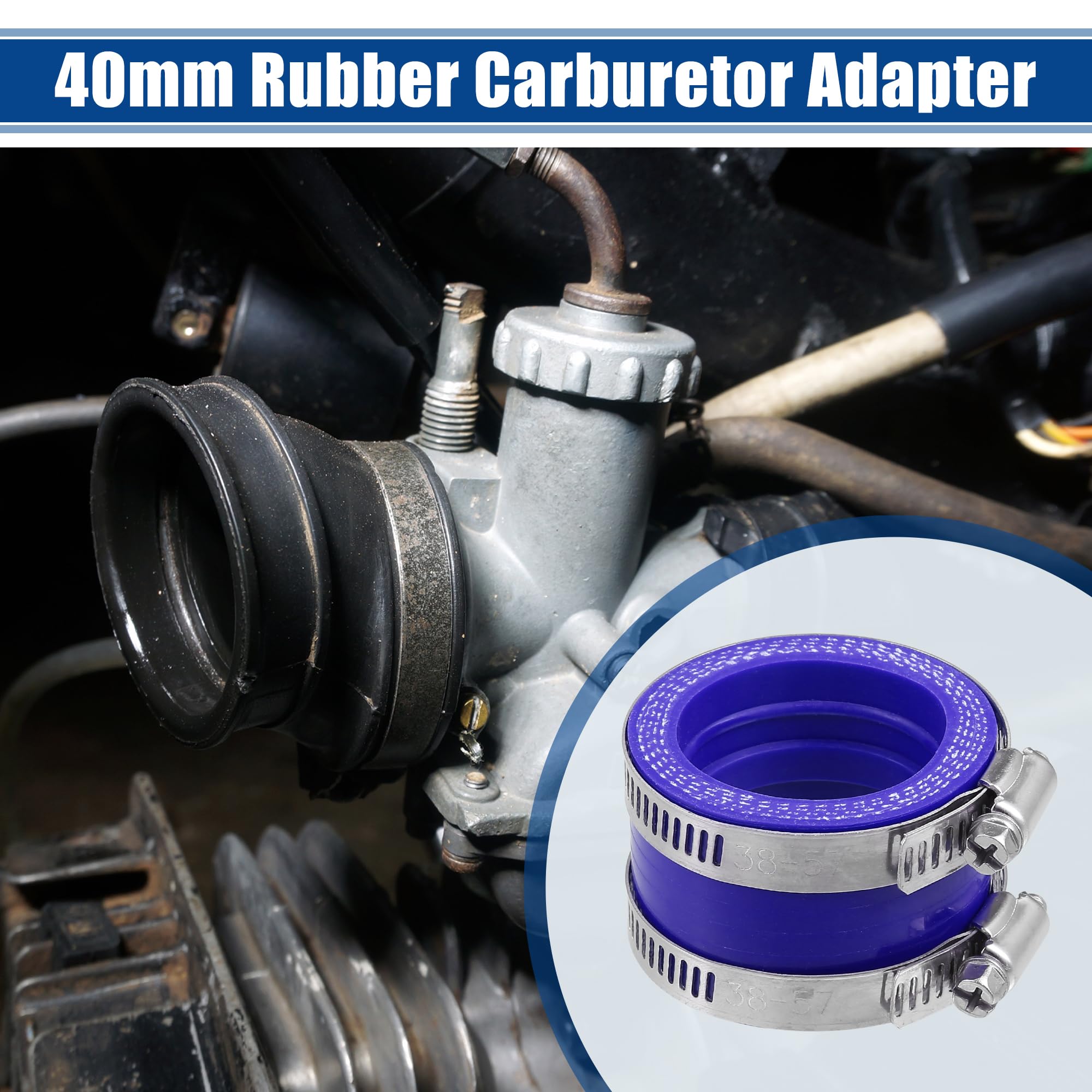 QUARKZMAN Adaptador De Tubo De Admisión De Carburador De 40 mm de Diámetro Interior, Color Azul - 1 Unidad