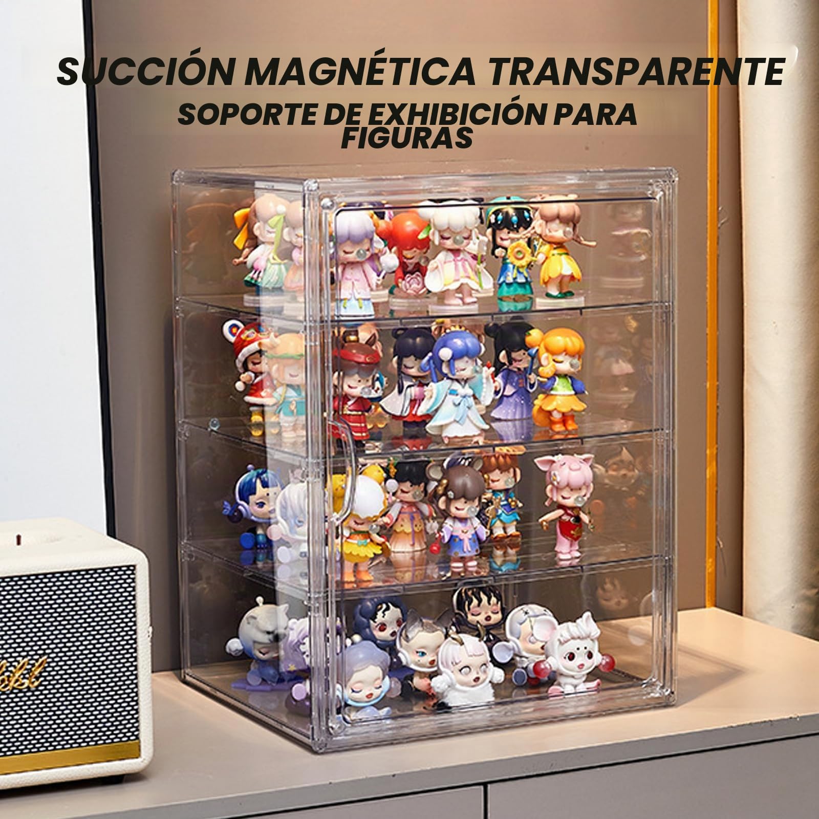 Caja de almacenamiento de pan acrílica: 4 capas de atracción magnética, grande, transparente, con 3 particiones, vitrina de pastelería para cocina, armario, mostrador, apartamento y hogar