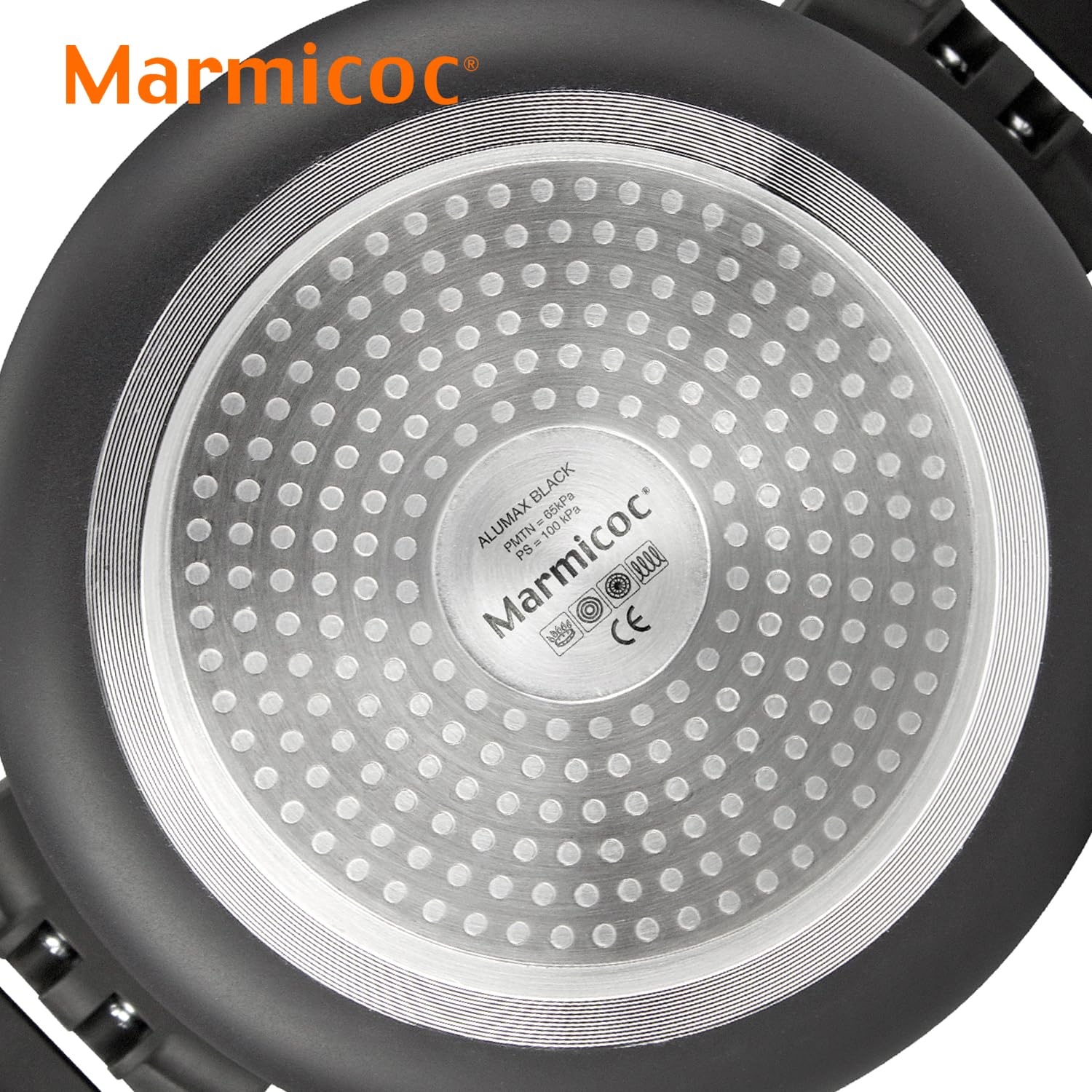 Marmicoc Alumax Black - Olla a Presión Tradicional de 8L, Aluminio Extra Grueso, 3 Sistemas de Seguridad, Todas las Cocinas, Inducción, Negra — view 5