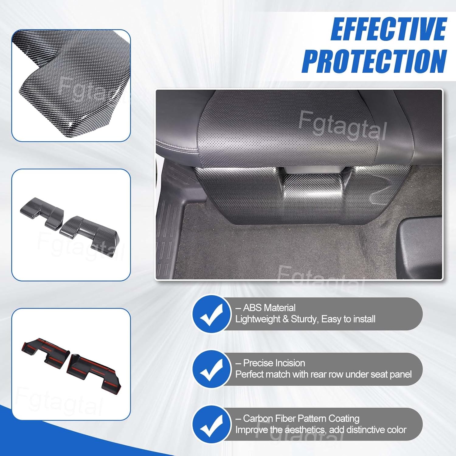 Car Rear Row Under Seat Anti Kick Trim Panel Fit for Toyota Land Cruiser Prado 250 J250 LC250 2024 2025, Second Row Under Seat Protective Panel Trim,for Five Seater Version, 2PCS